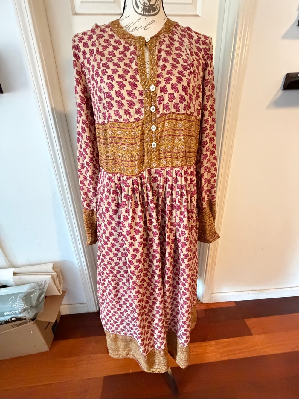ILIA Pink Floral Midi Dress